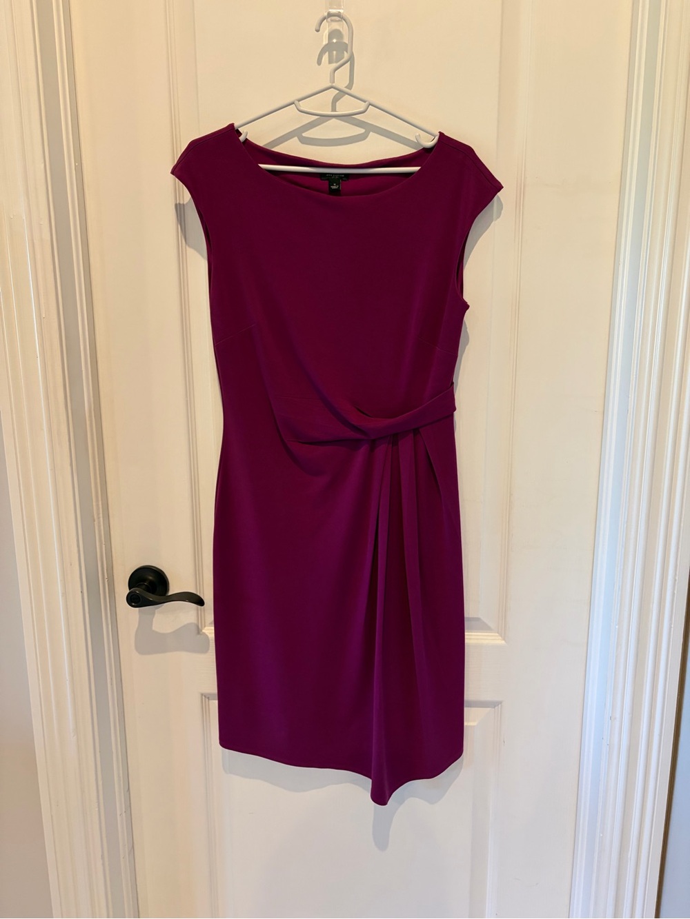 Ann Taylor Magenta Knot-Front Sheath Dress